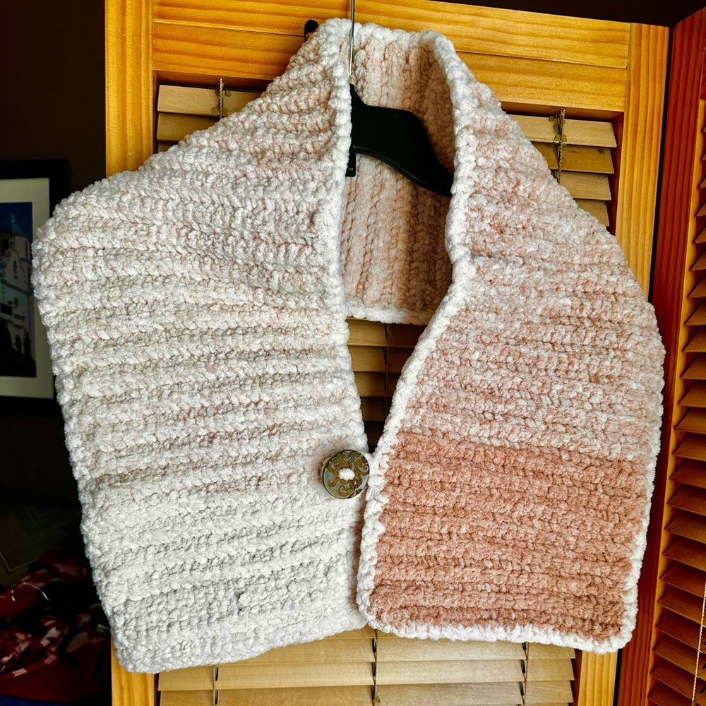 Hand Crafted peach ombré crochet scarf shawl